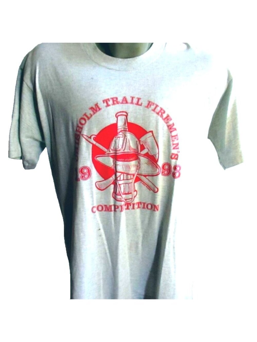 Large True Vintage T-shirt Single Stitch 1990's FIREMENS KANSAS GAMES Relic